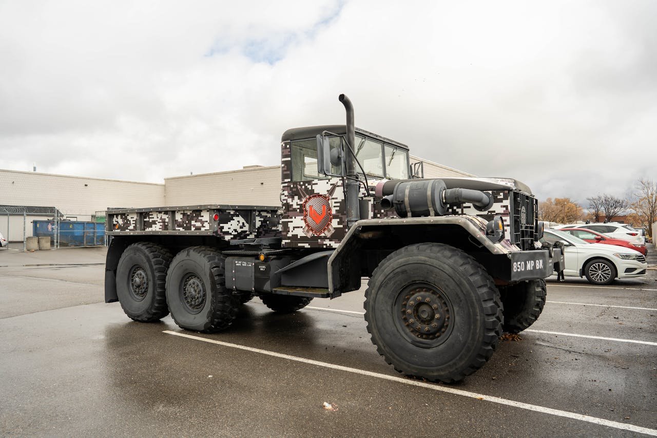 Six Wheel Drive Big Industrial Truck in Parking Lot